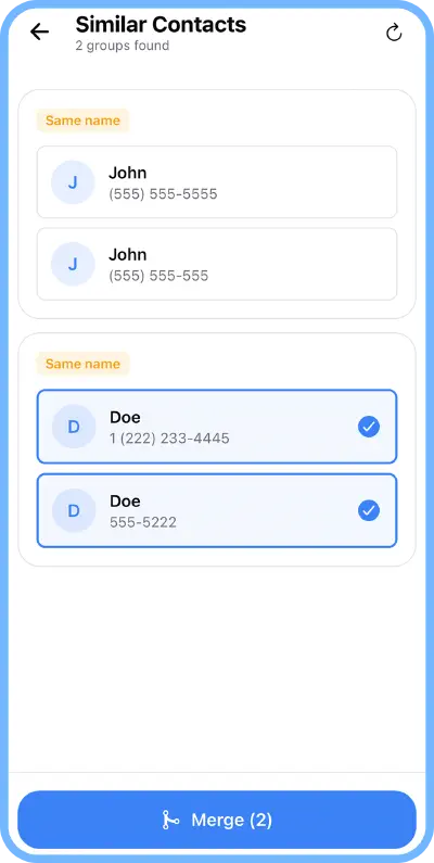 Contact Cleanup Screen
