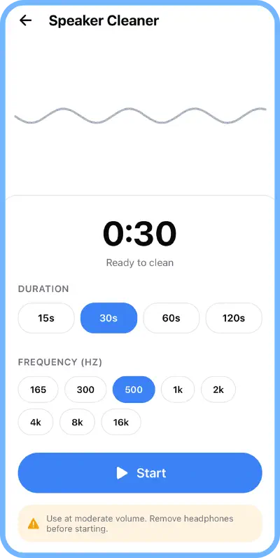 Speaker Cleaning Screen