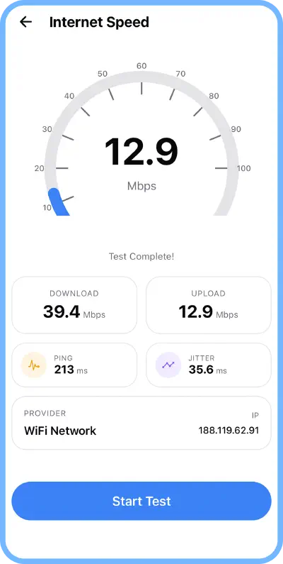 Speed Test Screen